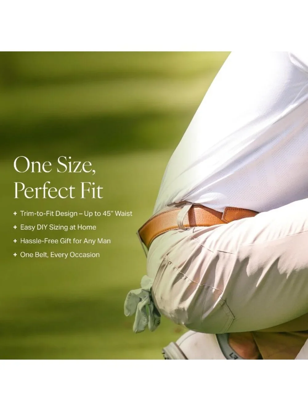Adjustable Vegan Leather Ratchet Belt – No-Hole Design for Golf, Casual & Dress